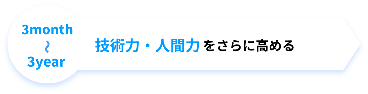3month〜3year 技術力・人間力をさらに高める